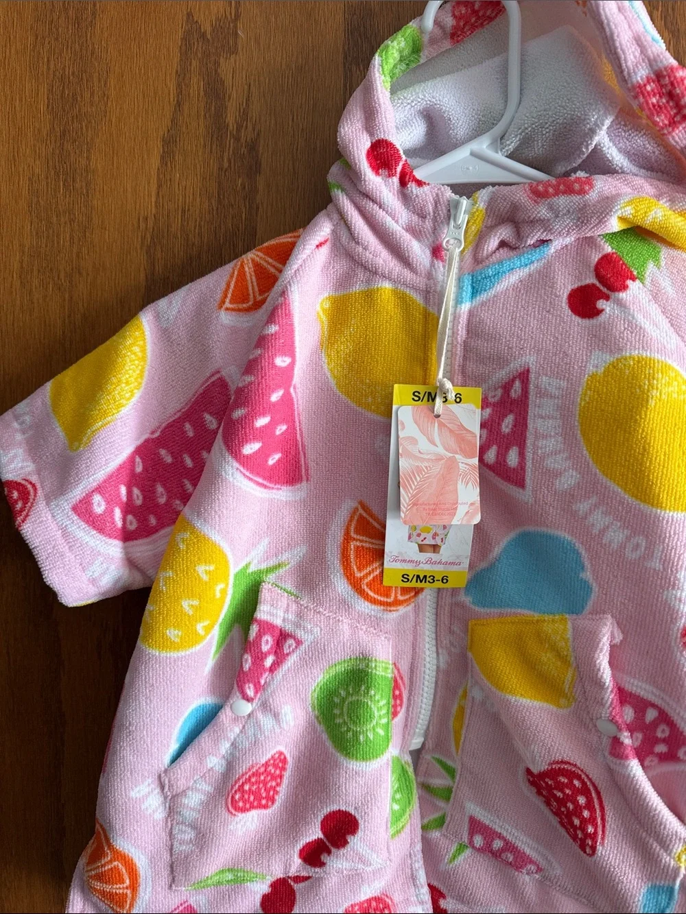 Tommy Bahama Pink Fruit-Print Hooded Zip Cover-Up